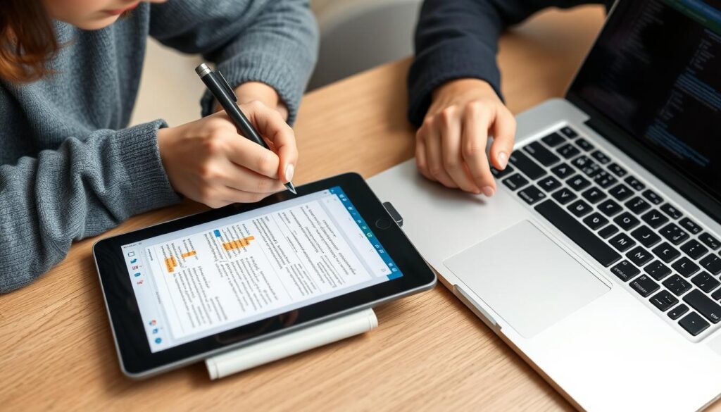 Digital note-taking on tablet and laptop Digital note-taking on tablet and laptop