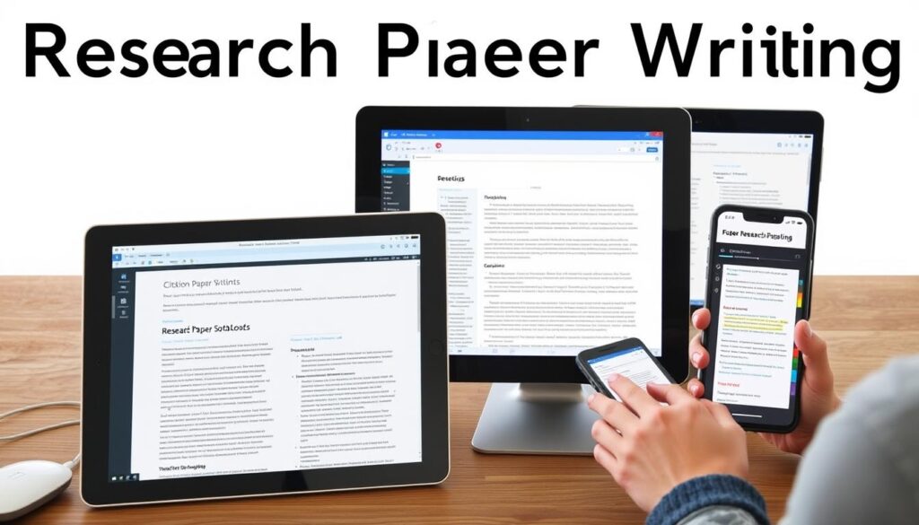 Research paper structure guide showing digital organization tools