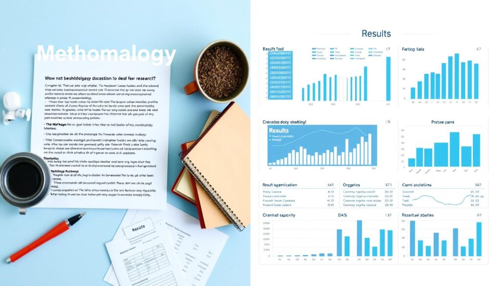 Research paper structure guide showing methodology and results sections