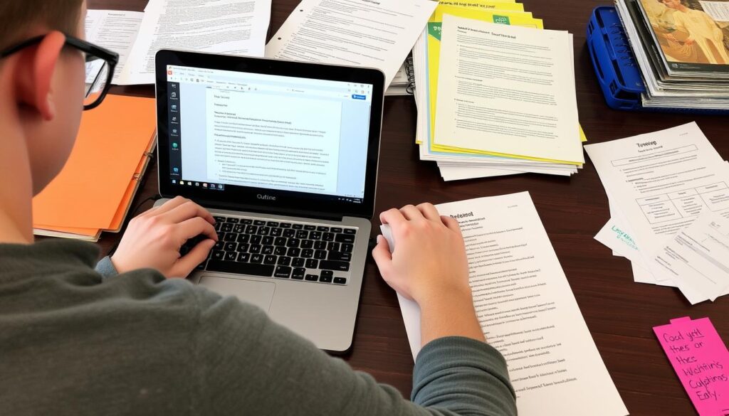 Research paper structure guide showing organization techniques