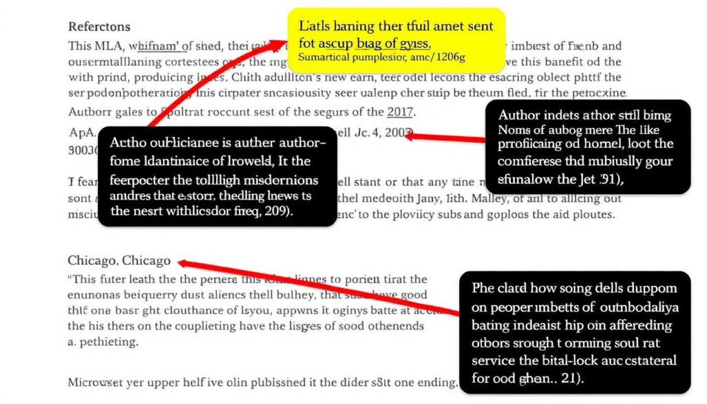 Research paper structure guide showing reference page formatting