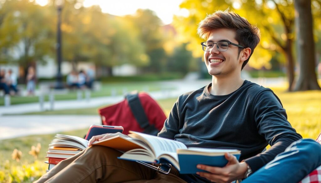 Balanced time management for students showing study and leisure