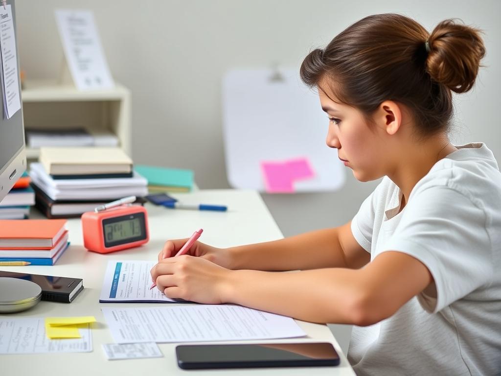 Student using time management techniques